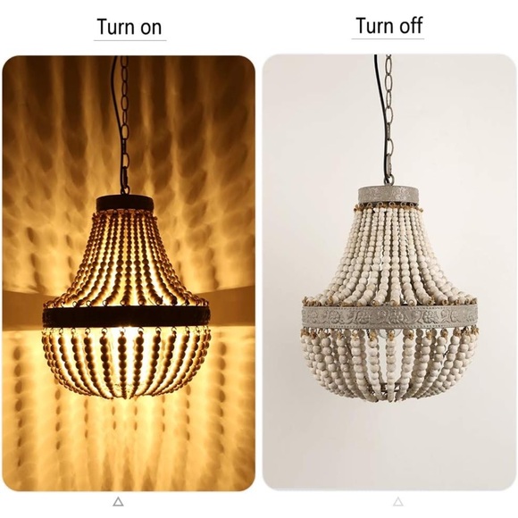 NEW IN BOX Vintage Chic coastal farmhouse white beaded chandelier pendant light - Picture 2 of 8